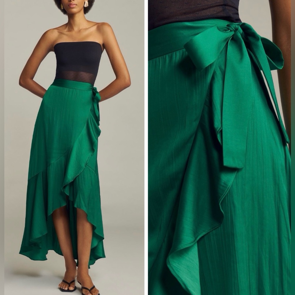 Anthropologie Ruffled Wrap Maxi Skirt, Size S